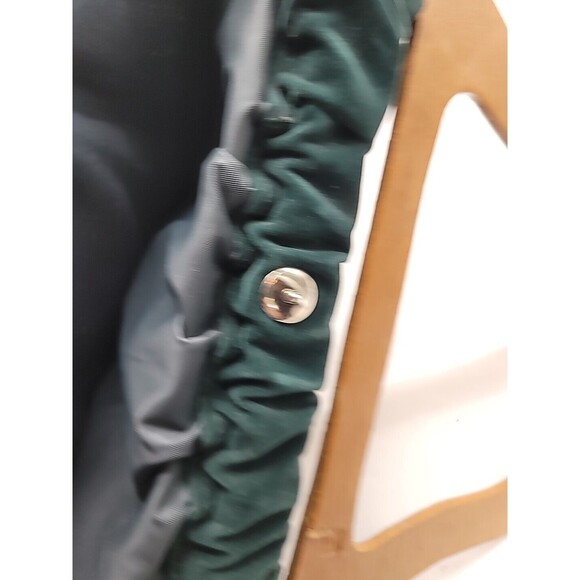 Vintage Holiday Fair Green Canvas Bag Purse Floral Embroidery Wood Handles - Picture 12 of 16